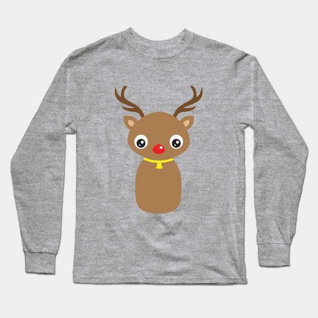 Red Nosed Reindeer Long Sleeve T-Shirt by tjasarome